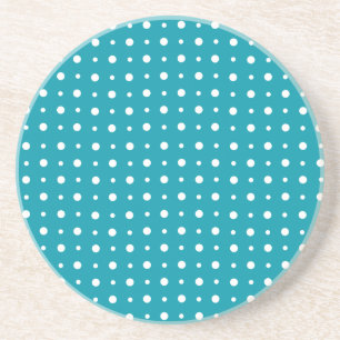 Porta copos Sandstone, Bolinhas, branco no teal