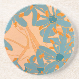 Porta-copos Sandstone Coaster Contemporary Leaf Design Peach