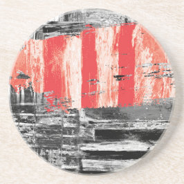Porta-copos Sandstone Coaster – Red Pulse Abstract Design