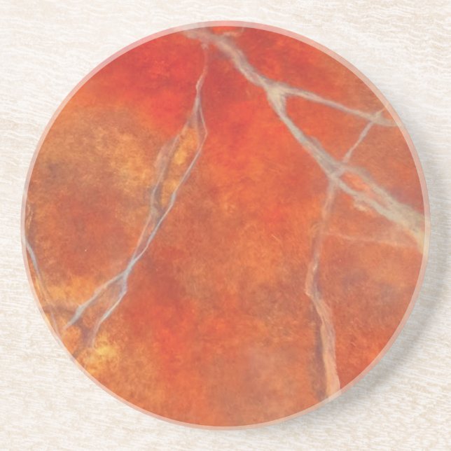Porta-copos Sandstone Coaster with red hot marble art design (Frente)