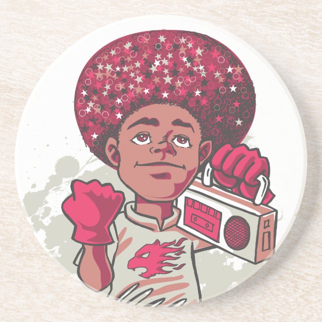 Porta-copos Sandstone Coaster – YOUTH Power Afro & Boombox  (Frente)