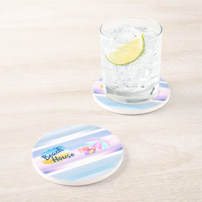 Porta copos Sandstone da Casa de Praia Azul e Rosa (Lateral)