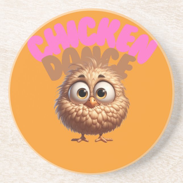 Porta copos Sandstone de Frango Dançar (Frente)