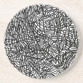 Porta-copos Sandstone de Padrão abstrato Black and White Lines