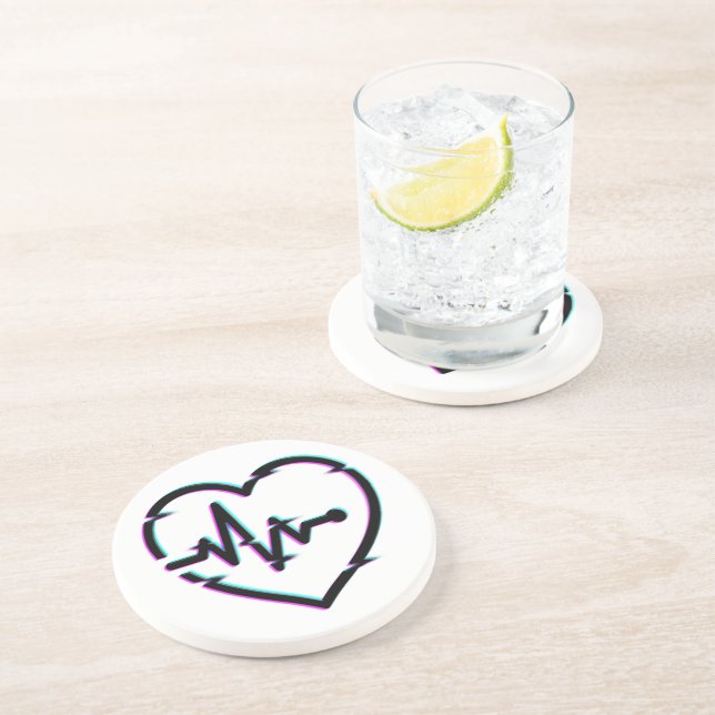 Porta copos Sandstone de Verificação Cardíaca (Lateral)