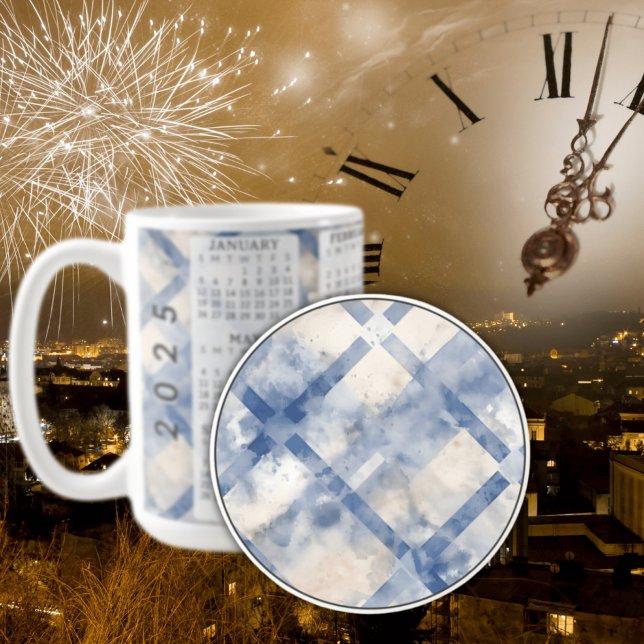 Porta copos Sandstone de Xadrez Azul Suave (Criador carregado)