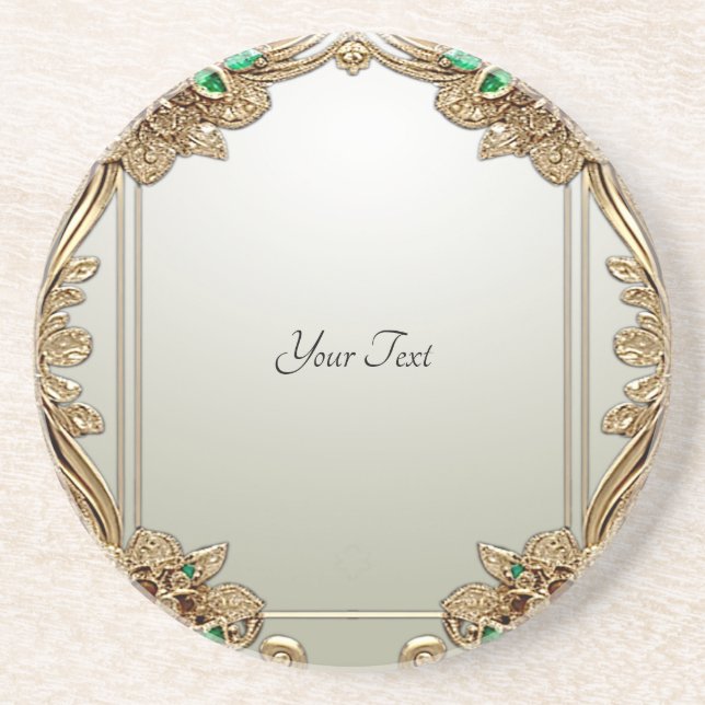 Porta copos Sandstone do Ornamentado Dourado Elega (Frente)