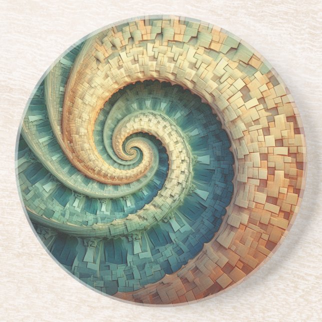 Porta copos Sandstone Fibonacci Spiral (Frente)