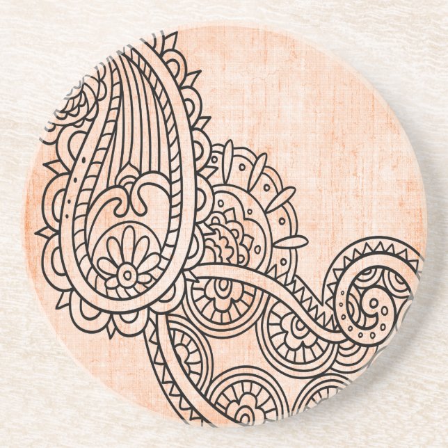 Porta copos Sandstone Orange Mehndi Motif (Frente)