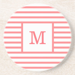 Porta-copos Sandstone Personalizado de Monogramas de Stripes V