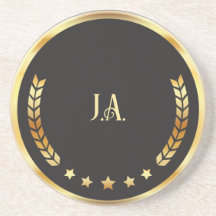 Porta copos Sandstone - preto Elegante e Dourado