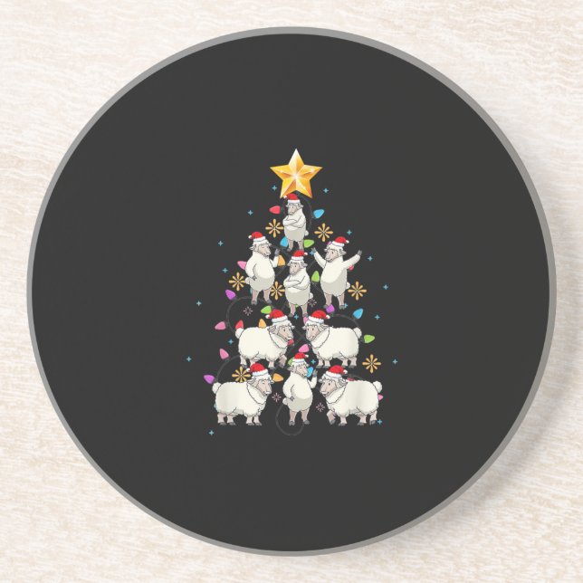 Porta-copos Santa Sheep Christmas Tree Lights Funny Sheep Gift (Frente)