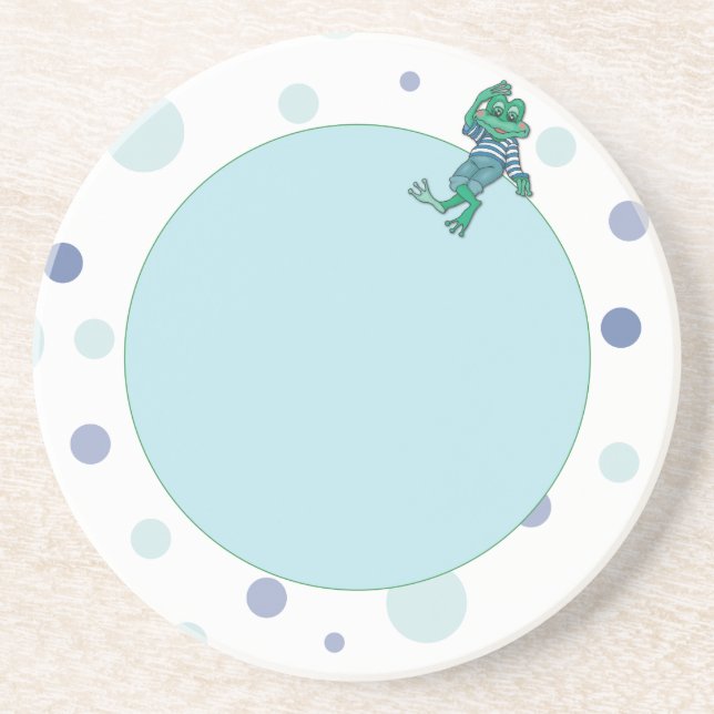 Porta-copos Sapo em Jeans, Aniversário, Bolinhas (Frente)