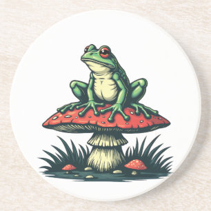 Porta-copos Sapo sobre Mushroom Cottagecore Forest Magic Fungi