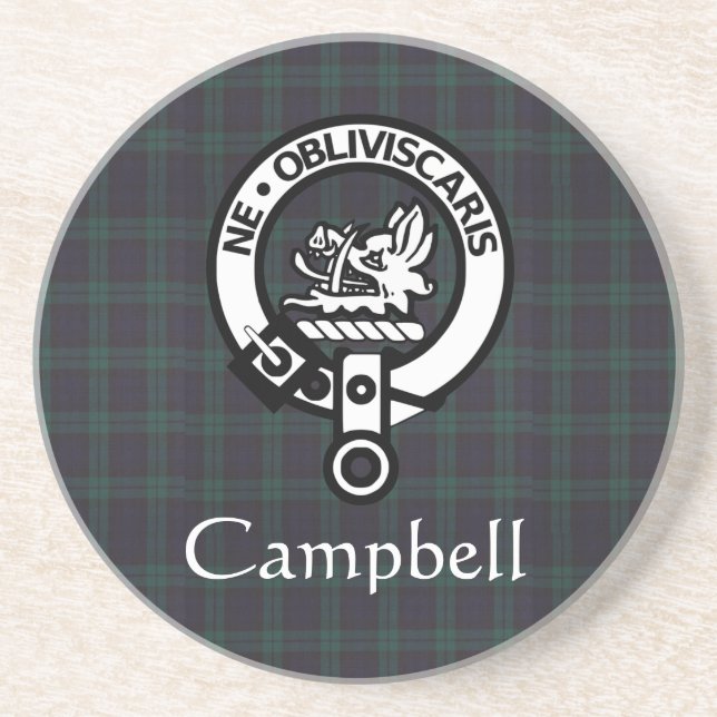 Porta-copos Scottish Campbell Crest Crachá & Tartan (Frente)