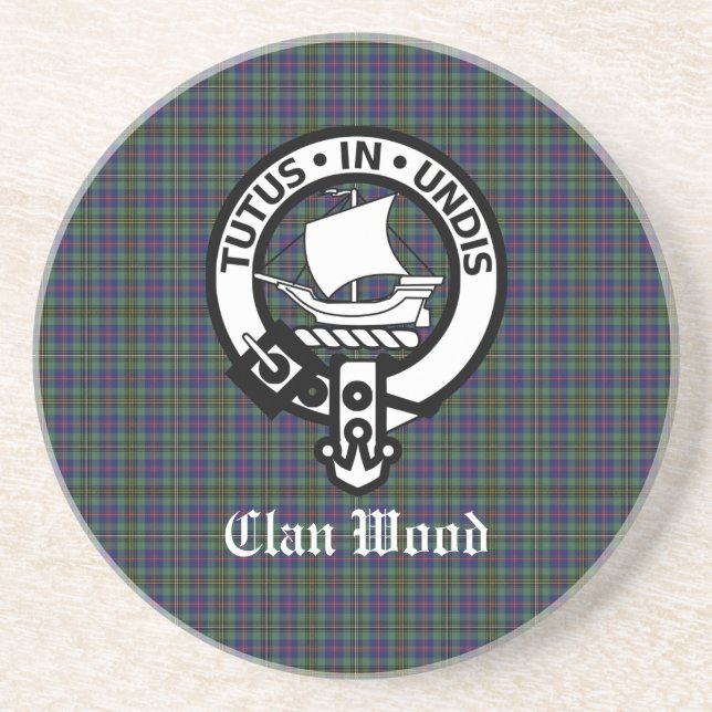 Porta-copos Scottish Clan Wood Crest & Tartan (Frente)