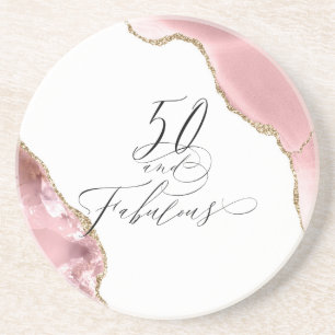 Porta-copos Script de Agate de Glitter Dourado com Rosa de 50 