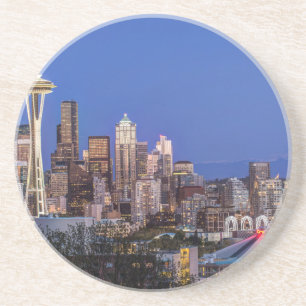 Porta-copos Seattle, centro e Mt. Rainier ao Crepúsculo
