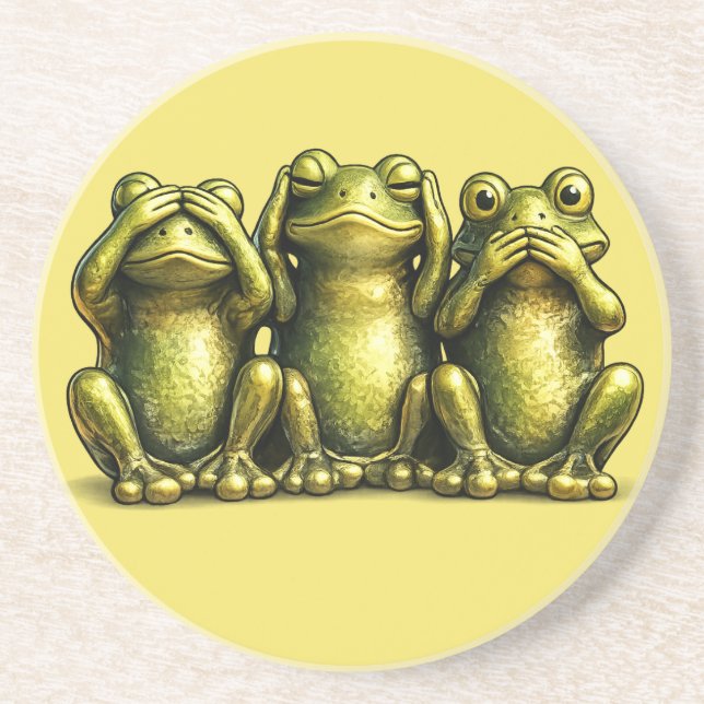 Porta-copos See Hear Speak No Evil Funny Frogs (Frente)
