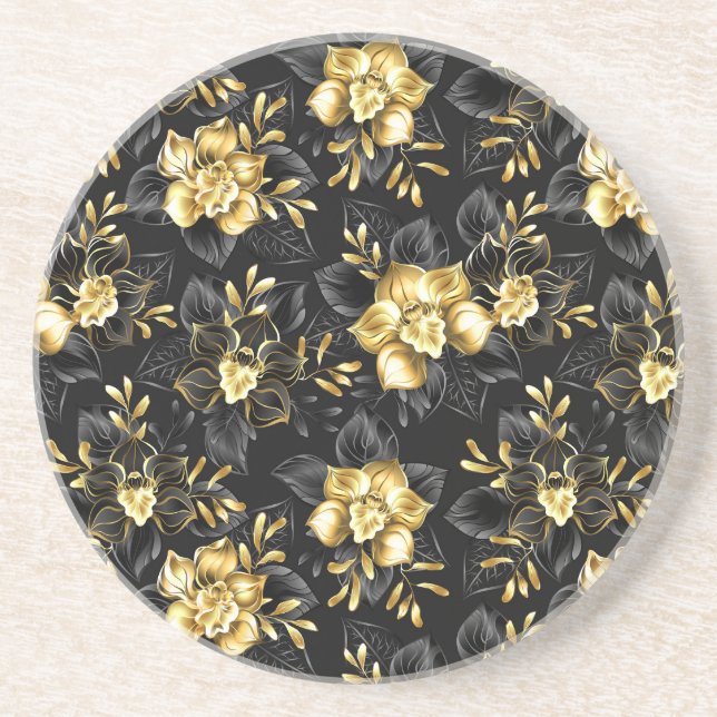 Porta-copos Sem costura com orquídeas de joalharia (Frente)