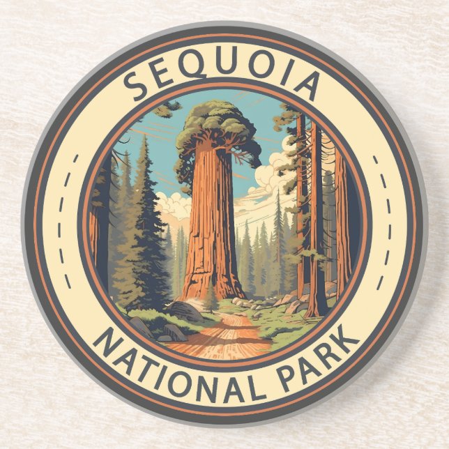 Porta-copos Sequoia National Park Illustration Viagem Art (Frente)