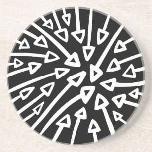 Porta-copos Setas - Branco sobre Preto