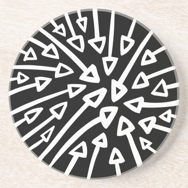 Porta-copos Setas - Branco sobre Preto (Frente)