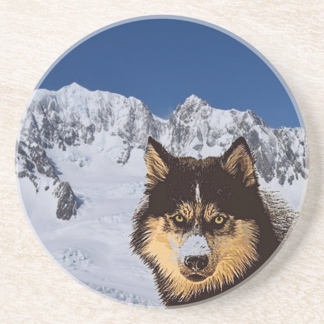 Porta copos Siberian Husky Sandstone (Frente)