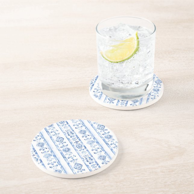 Porta-copos Sicily Italian Rustic Blue Stripes (Lateral)