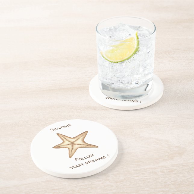 Porta-copos Siga seus sonhos aquarela Hora do mar Estrela do m (Lateral)