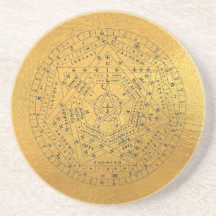 Porta-copos Sigillum Dei Aemeth Sigil Occult Pentagram Dourado