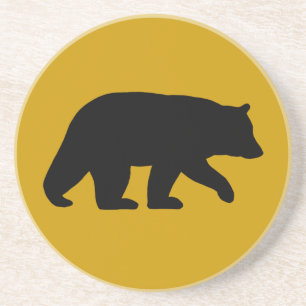 Porta-copos Silhueta de Urso Preto - Cor de Fundo Personalizad