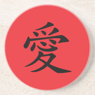 Porta-copos Símbolo de Amor Kanji Vermelho e Preto