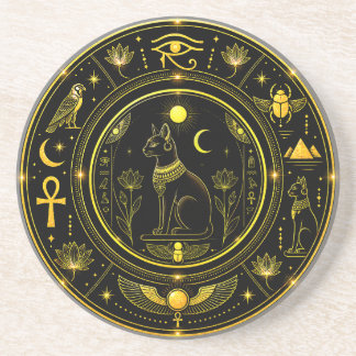 Porta-copos Símbolos do Antigo Egito Padrão Luxo Dourado Preto