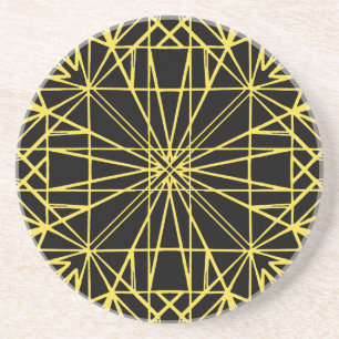 Porta-copos Simetria Geométrica Preto e Amarelo