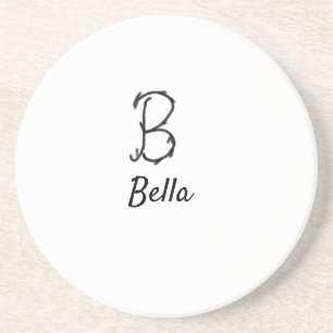 Porta-copos Simple minimal black monogram letter B add name T