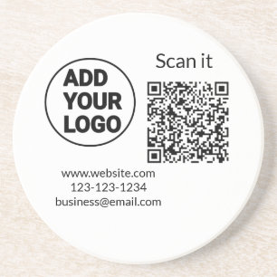 Porta-copos Simple minimal q r code add logo scan code name we