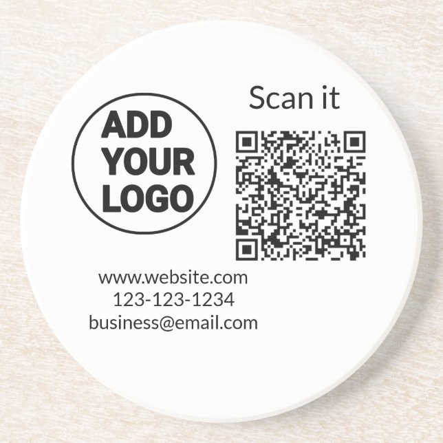 Porta-copos Simple minimal q r code add logo scan code name we (Frente)