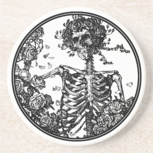 Porta-copos Skeleton e Rosas Beverem Coaster