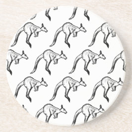 Porta-copos Sketch de canguru preto-e-branco saltando