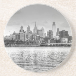 Porta-copos Skyline de Philadelphfia em preto e branco