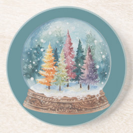 Porta-copos Snow Globe Colorful Christmas Tree Forest