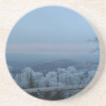 Porta-copos Snow in the Blue Ridge Mountains Coaster<br><div class="desc">It's snowing in the Blue Ridge Mountains!  The beautiful evening snow looks picture perfect and ready for a cup of hot cocoa!  Looking from Beech Mountain,  one can only feel a sense of peacefulness,  especially at Christmas time.  We are thankful for the stillness in the beauty.</div>