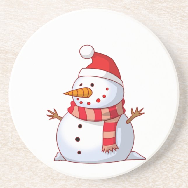 Porta-copos Snowman Com Chapéu E Scarf (Frente)