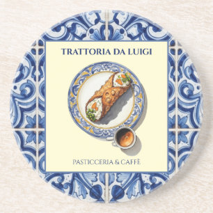 Porta-copos Sobremesa Cannoli de Azulejo Siciliano