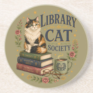 Porta-copos Sociedade do Gato da Biblioteca Calico Bibliófilo
