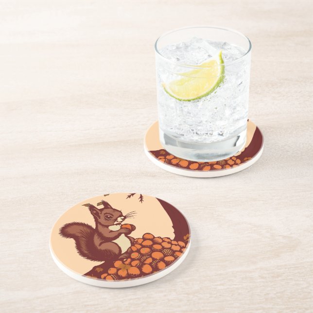 Porta-copos 🐿️ Squirrel Sandstone Coaster - Absorbent Ceramic (Lateral)