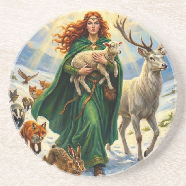 Porta-copos St Brigid Spring Goddess Woodland Animals Imbolc (Frente)