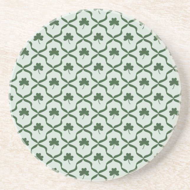 Porta-copos St. Patrick's Day Preppy Shamrock Clover Lattice  (Frente)
