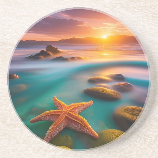Porta-copos Starfish na praia no Dawn (Frente)